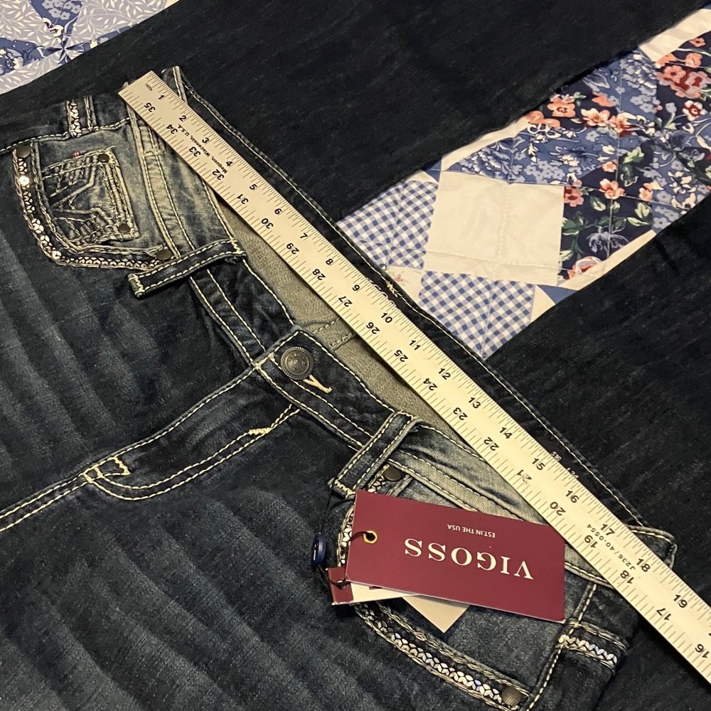 Vigoss Dark Blue Boot Cut Jeans with White Stitching - Picture 6 of 11